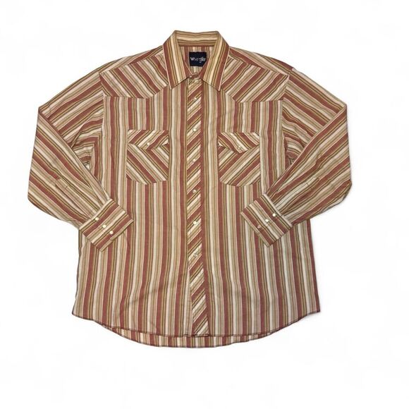 Wrangler Vintage Wrancher Western Pearl Snap long sleeve button down shirt XL - Picture 4 of 4